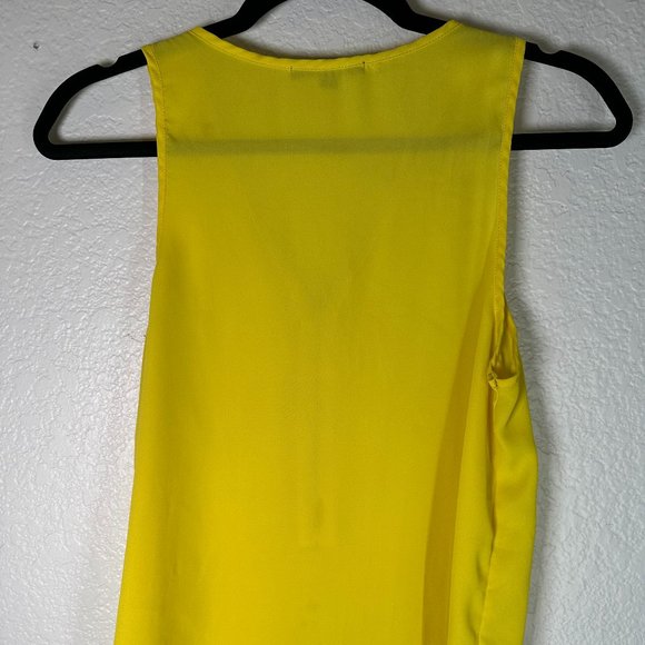 Ambiance Yellow Zipper Sleeveless Blouse Chiffon Sheer size S - Picture 2 of 3